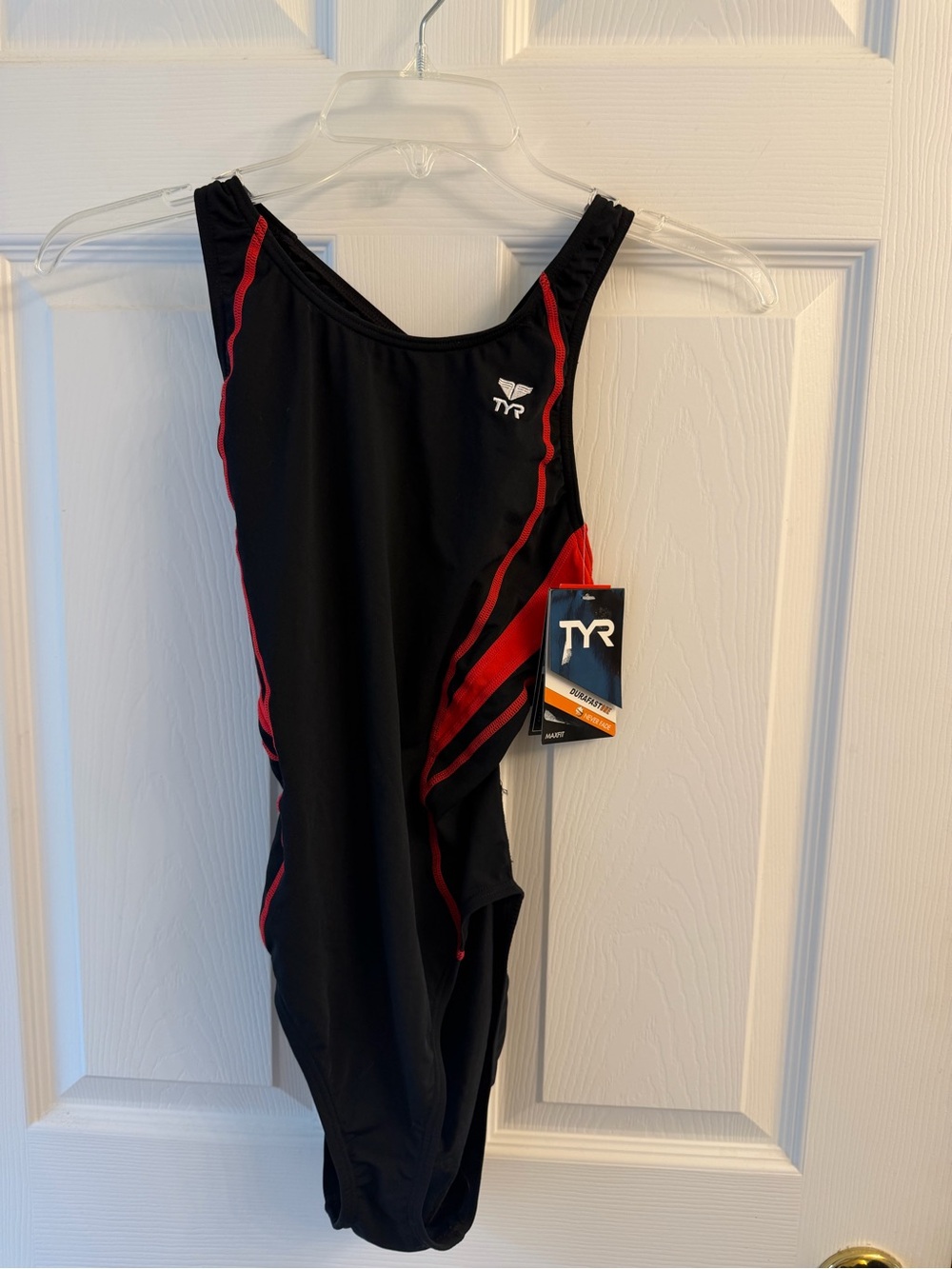 TYR Girls/Women’s Black and Red One-Piece Competition Swimsuit-NWT